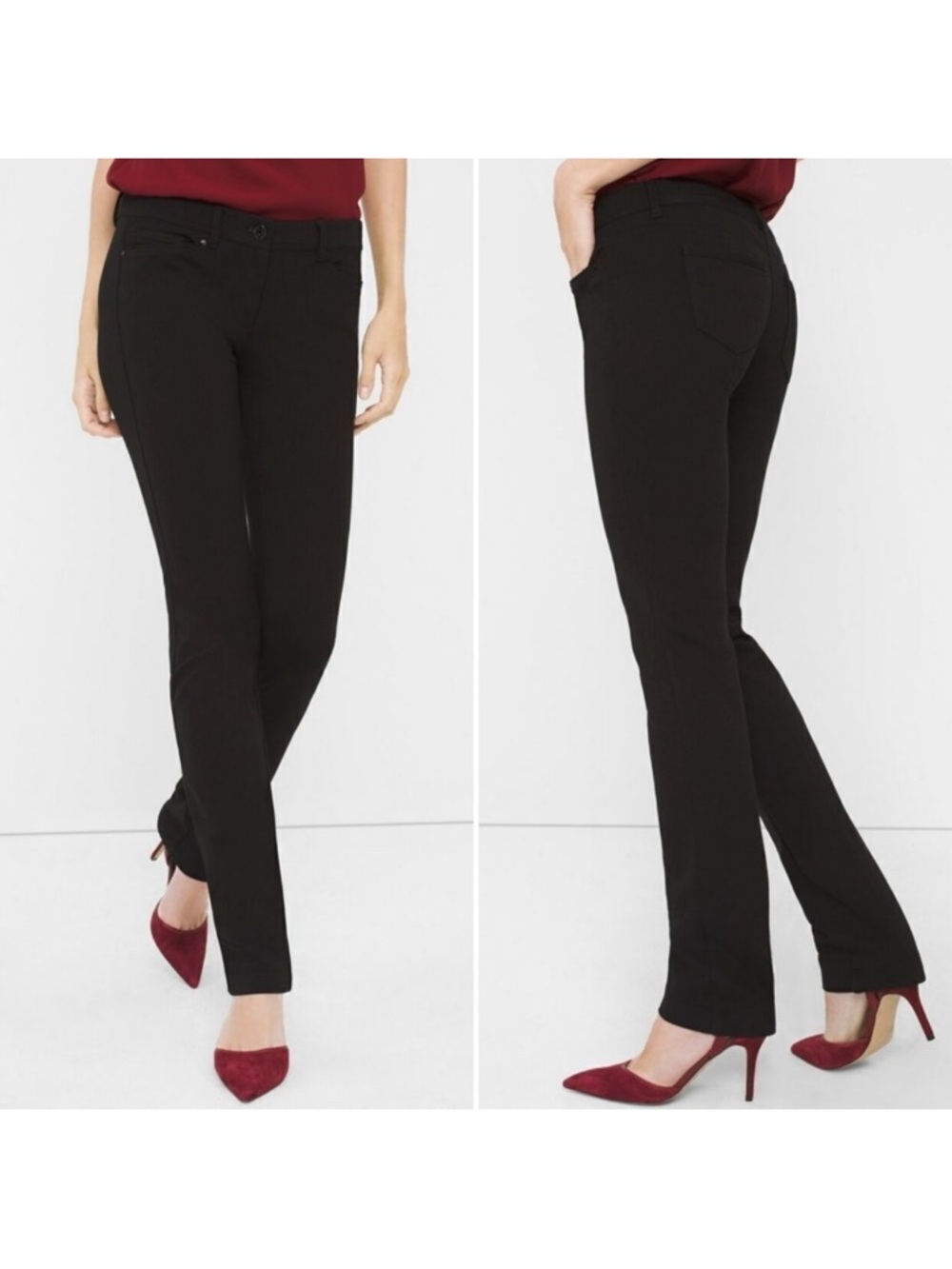 WHITE HOUSE BLACK MARKET Black Ponte Slim Pants 4 Short